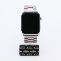 Bandmeister® Armband 3-Segment Edelstahl Business silver/rosepink für Apple Watch 42/44/45mm