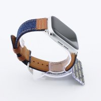 Bandmeister® Armband Echtleder Jeans brown/dark blue für Apple Watch 42/44/45mm