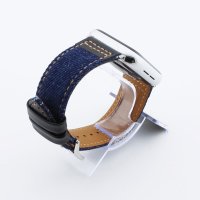 Bandmeister® Armband Echtleder Jeans black/dark blue für Apple Watch 42/44/45mm