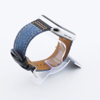 Bandmeister® Armband Echtleder Jeans black/light blue für Apple Watch 42/44/45mm
