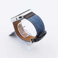 Bandmeister® Armband Echtleder Jeans black/light blue für Apple Watch 42/44/45mm
