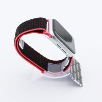 Bandmeister® Armband Flausch Klettverschluss für Apple Watch black red 38/40/41mm