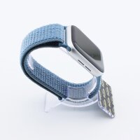 Bandmeister® Armband Flausch Klettverschluss für Apple Watch blue feather 42/44/45/49mm