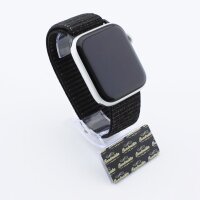 Bandmeister® Armband Flausch Klettverschluss für Apple Watch official black 42/44/45/49mm