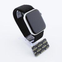 Bandmeister® Armband Flausch Klettverschluss für Apple Watch black & white 42/44/45/49mm
