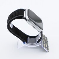 Bandmeister® Armband Flausch Klettverschluss für Apple Watch charcoal 42/44/45/49mm