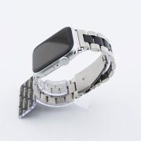 Bandmeister® Armband 3-Segment Edelstahl Business silver/black für Apple Watch 38/40/41mm