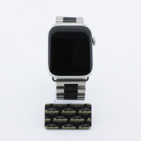 Bandmeister® Armband 3-Segment Edelstahl Business silver/black für Apple Watch 42/44/45mm