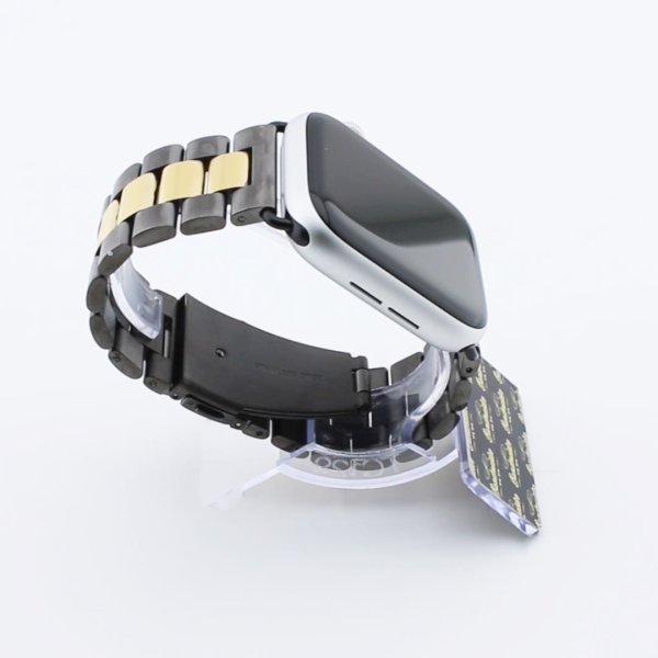 Bandmeister® Armband 3-Segment Edelstahl Business black/gold für 