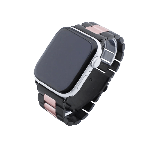 Bandmeister® Armband 3-Segment Edelstahl Business black/rose pink für Apple Watch 42/44/45mm