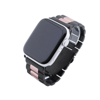 Bandmeister® Armband 3-Segment Edelstahl Business black/rose pink für Apple Watch 42/44/45mm