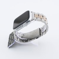 Bandmeister® Armband 3-Segment Edelstahl Business silver/rose gold für Apple Watch 38/40/41mm