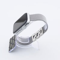 Bandmeister® Armband Milanaise Glieder Klapp-Verschluss silver für Apple Watch 42/44/45mm