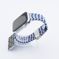 Bandmeister® Armband Nylongewebe geflochten Klappverschluss blue-white W für Apple Watch 42/44/45mm