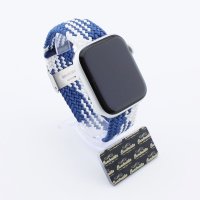 Bandmeister® Armband Nylongewebe geflochten Klappverschluss blue-white Z für Apple Watch 42/44/45mm