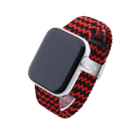 Bandmeister® Armband Nylongewebe geflochten Klappverschluss black-red W für Apple Watch 38/40/41mm