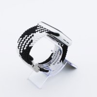 Bandmeister® Armband Nylongewebe geflochten Klappverschluss black-white Z für Apple Watch 38/40/41mm