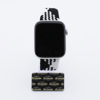Bandmeister® Armband Nylongewebe geflochten Klappverschluss black-white Z für Apple Watch 42/44/45mm