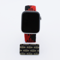 Bandmeister® Armband Nylongewebe geflochten Klappverschluss black-red Z für Apple Watch 42/44/45mm