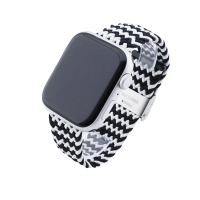 Bandmeister® Armband Nylongewebe geflochten Klappverschluss black-white für Apple Watch 38/40/41mm