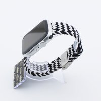 Bandmeister® Armband Nylongewebe geflochten Klappverschluss black-white für Apple Watch 38/40/41mm
