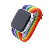 Bandmeister® Armband Stretchgewebe mit Schlaufe rainbow für Apple Watch 42/44/45mm