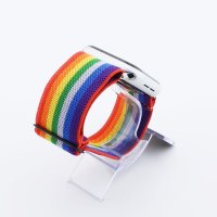 Bandmeister® Armband Stretchgewebe mit Schlaufe rainbow für Apple Watch 42/44/45mm