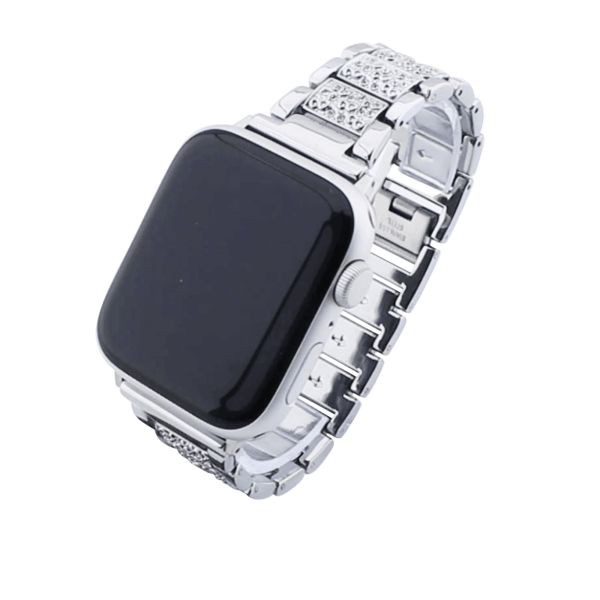 Bandmeister® Armband Edelstahl in Diamant Optik silver für Apple Watch 42/44/45mm
