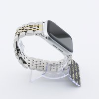 Bandmeister® Armband 7-Segment Edelstahl silver/gold für Apple Watch 38/40/41mm