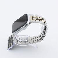 Bandmeister® Armband 7-Segment Edelstahl silver/gold für Apple Watch 38/40/41mm