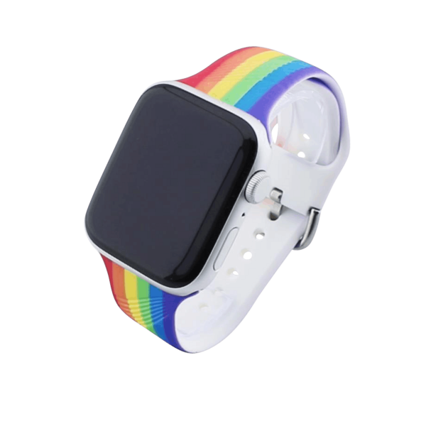Bandmeister® Armband Silikon Dornverschluss Wave rainbow für Apple Watch