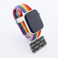 Bandmeister® Armband Flausch Klemm-/Rasterverschluss rainbow für Apple Watch 42/44/45mm