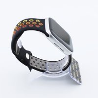Bandmeister® Armband Silikon Sport Delfin black-rainbow für Apple Watch 42/44/45mm