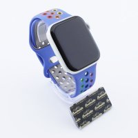Bandmeister® Armband Silikon Sport Delfin blue-rainbow für Apple Watch 38/40/41mm