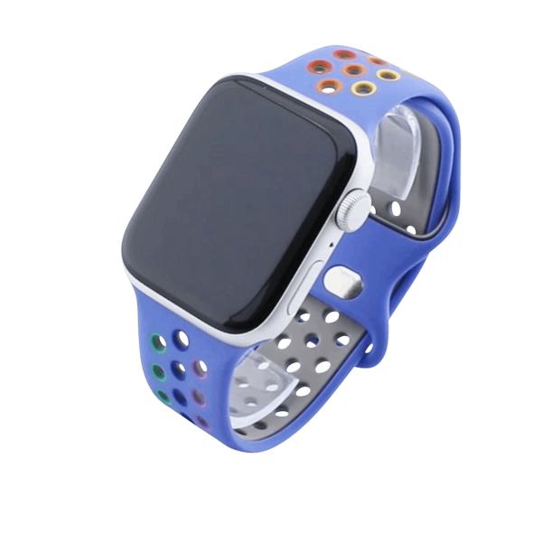 Bandmeister® Armband Silikon Sport Delfin blue-rainbow für Apple Watch 42/44/45mm