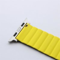 Bandmeister® Armband Silikon Magnetverschluss Welle Duo black-yellow für Apple Watch 42/44/45mm S/M