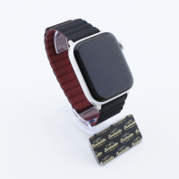 Bandmeister® Armband Silikon Magnetverschluss Welle Duo black-wine red für Apple Watch 38/40/41mm M/L