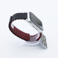 Bandmeister® Armband Silikon Magnetverschluss Welle Duo black-wine red für Apple Watch 42/44/45mm S/M