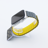 Bandmeister® Armband Silikon Magnetverschluss Welle Duo gray-yellow für Apple Watch 38/40/41mm S/M