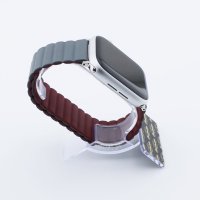 Bandmeister® Armband Silikon Magnetverschluss Welle Duo gray-wine red für Apple Watch 38/40/41mm M/L