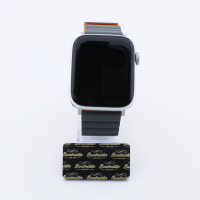 Bandmeister® Armband Silikon Magnetverschluss Welle Duo gray-orange für Apple Watch 42/44/45mm S/M