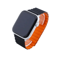 Bandmeister® Armband Silikon Magnetverschluss Welle Duo black-orange für Apple Watch 38/40/41mm M/L