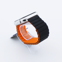 Bandmeister® Armband Silikon Magnetverschluss Welle Duo black-orange für Apple Watch 42/44/45mm S/M