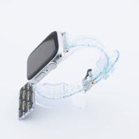 Bandmeister® Armband Silikon transparent Glitter Manuel blue für Apple Watch 42/44/45mm