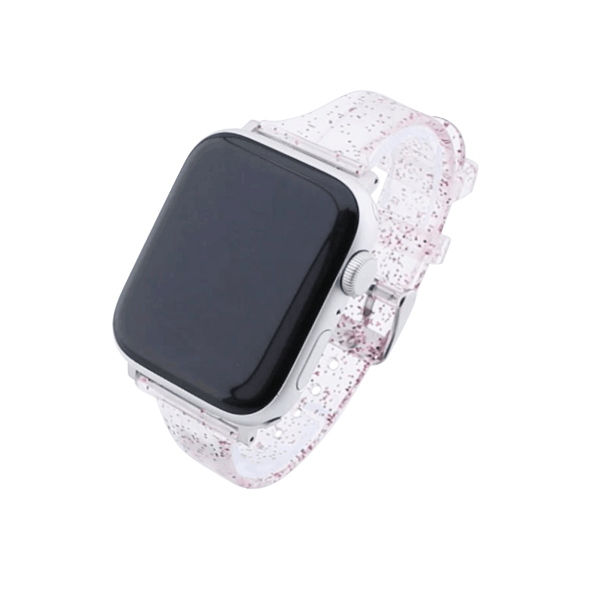 Bandmeister® Armband Silikon transparent Glitter Manuel purple für Apple Watch 42/44/45mm