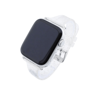 Bandmeister® Armband Silikon transparent Glitter Manuel silver für Apple Watch 42/44/45mm