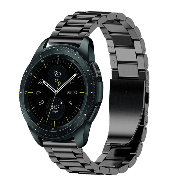 Bandmeister® Armband 3-Segment Edelstahl Business black für Federsteg Uhr 22mm
