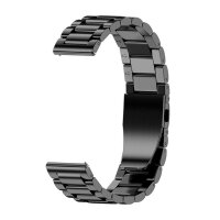 Bandmeister® Armband 3-Segment Edelstahl Business black für Federsteg Uhr 22mm