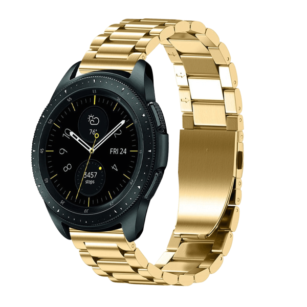 Bandmeister® Armband 3-Segment Edelstahl Business gold für Federsteg Uhr 22mm