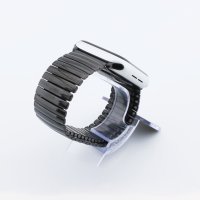 Bandmeister® Armband Edelstahl Glieder dehnbar black für Apple Watch 42/44/45mm